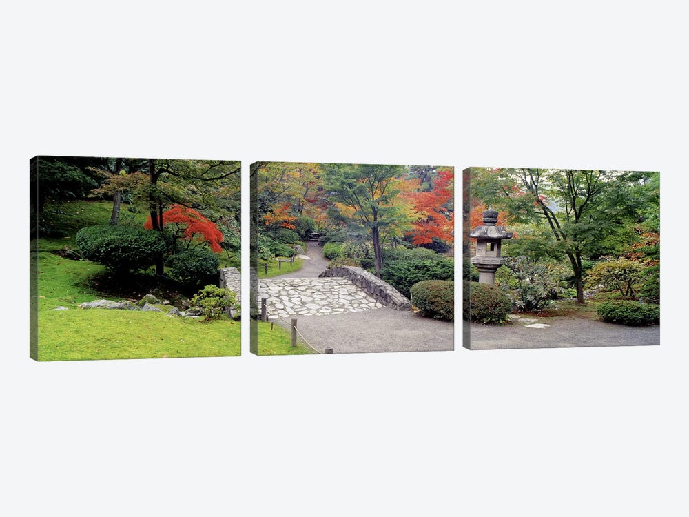 Stone BridgeThe Japanese Garden, Seattle, Washington State, USA by Panoramic Images 3-piece Canvas Artwork