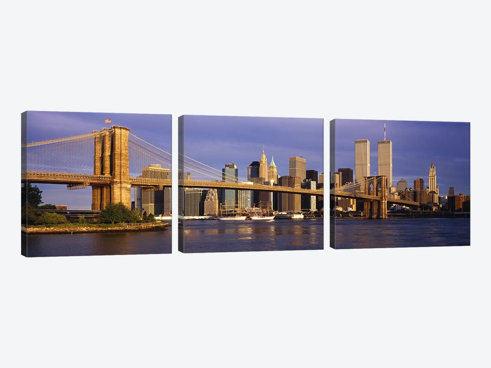 Brooklyn Bridge & Manhattan Skyline, New York City, New York, USA by Panoramic Images 3-piece Art Print