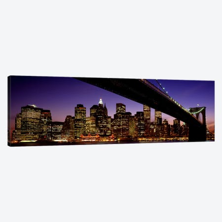 Night Brooklyn Bridge Skyline New York City NY USA Canvas Print #PIM2643} by Panoramic Images Art Print