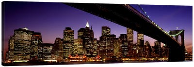 Night Brooklyn Bridge Skyline New York City NY USA Canvas Art Print - Brooklyn Art