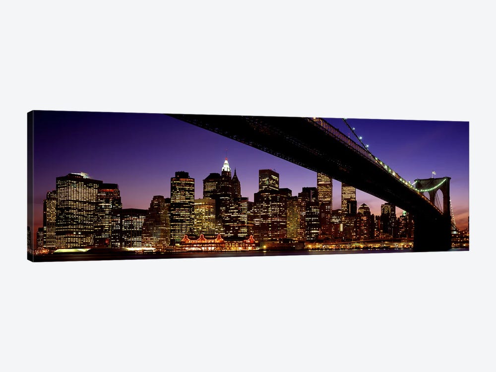 Night Brooklyn Bridge Skyline New York City NY USA by Panoramic Images 1-piece Art Print