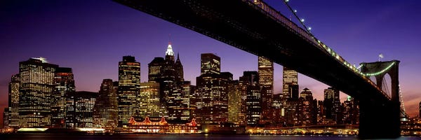 Brooklyn: Night Brooklyn Bridge Skyline New York City NY USA by Panoramic Images