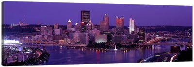 Dusk Pittsburgh PA USA Canvas Art Print - Pittsburgh Skylines