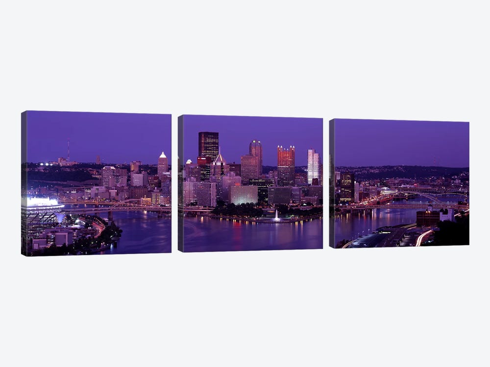 Dusk Pittsburgh PA USA by Panoramic Images 3-piece Canvas Wall Art