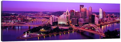 DuskPittsburgh, Pennsylvania, USA Canvas Art Print - Pittsburgh Skylines