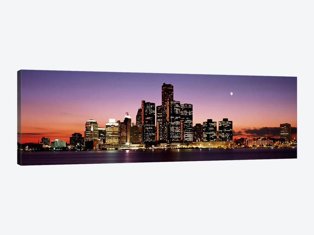 Night Skyline Detroit MI by Panoramic Images 1-piece Canvas Print
