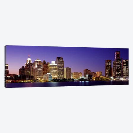Dusk Detroit, Michigan, USA Canvas Print #PIM2653} by Panoramic Images Canvas Wall Art