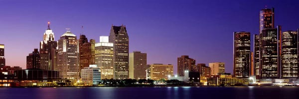 Michigan: Dusk Detroit, Michigan, USA by Panoramic Images