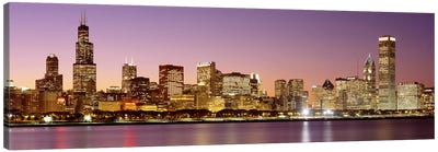 Dusk Skyline Chicago IL USA Canvas Art Print - Panoramic Cityscapes
