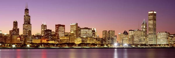Panoramic Images: Dusk Skyline Chicago IL USA by Panoramic Images