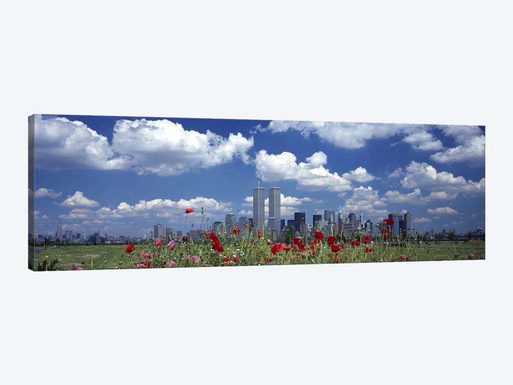 Flowers in a park with buildings in the background, Manhattan, New York City, New York State, USA by Panoramic Images 1-piece Canvas Wall Art
