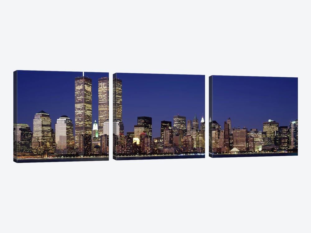 Skyscrapers in a city, World Trade Center, Manhattan, New York City, New York State, USA by Panoramic Images 3-piece Canvas Artwork