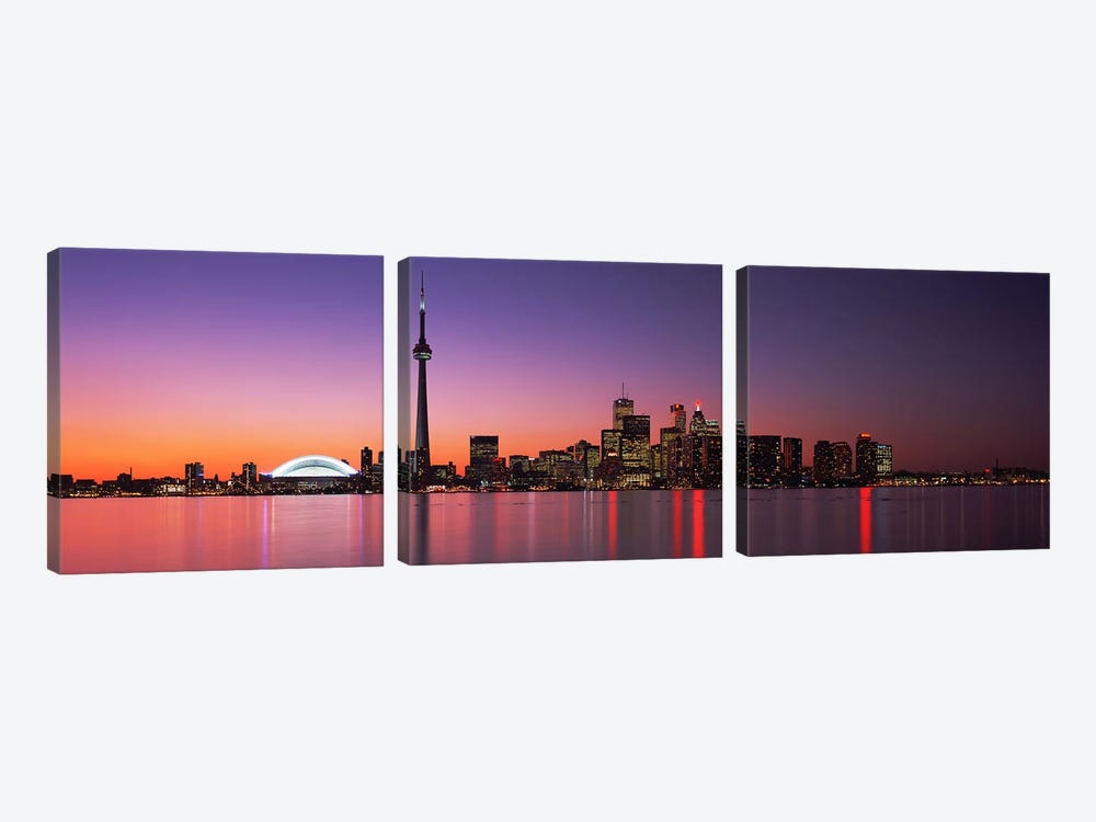 Downtown Skyline At Night, Toronto, Ontario, Canada by Panoramic Images 3-piece Art Print