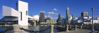 Building at the waterfront, Rock And Roll Hall Of Fame, Cleveland, Ohio, USA by Panoramic Images framed canvas print