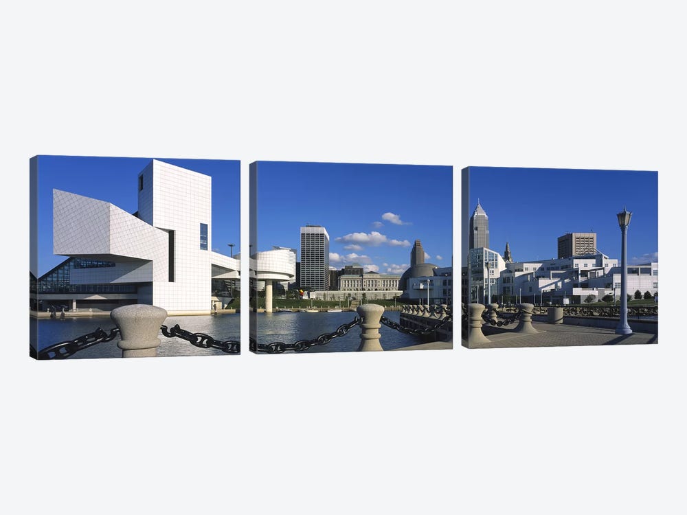 Building at the waterfront, Rock And Roll Hall Of Fame, Cleveland, Ohio, USA by Panoramic Images 3-piece Canvas Artwork