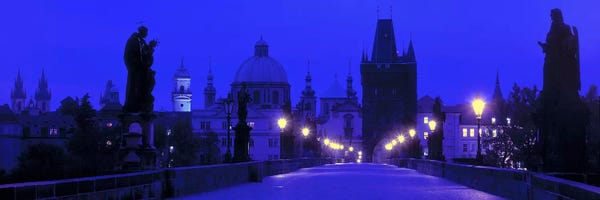 Blue: Charles Bridge At Night, Prague, Czech Republic by Panoramic Images