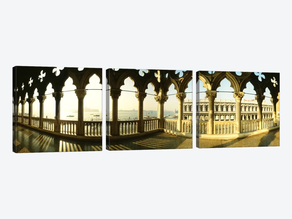 Venetian Gothic Balcony, Doge's Palace (Palazzo Ducale), Venice, Italy by Panoramic Images 3-piece Canvas Artwork