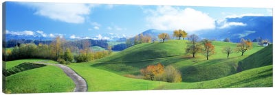 Rolling Countryside Landscape, Zug, Switzerland Canvas Art Print - Grass Art