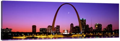 Gateway Arch & Downtown Skyline , St. Louis, Missouri, USA Canvas Art Print - Famous Monuments & Sculptures