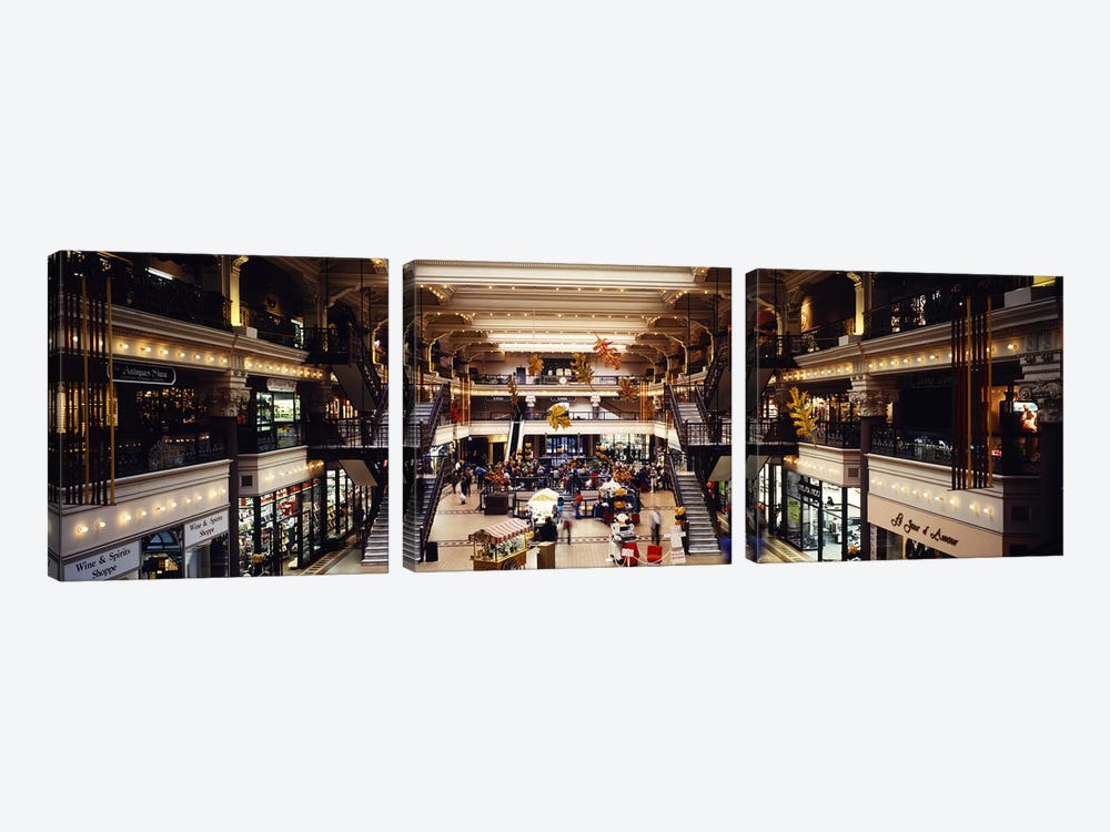 Interiors of a shopping mall, Bourse Shopping Center, Philadelphia, Pennsylvania, USA by Panoramic Images 3-piece Canvas Art