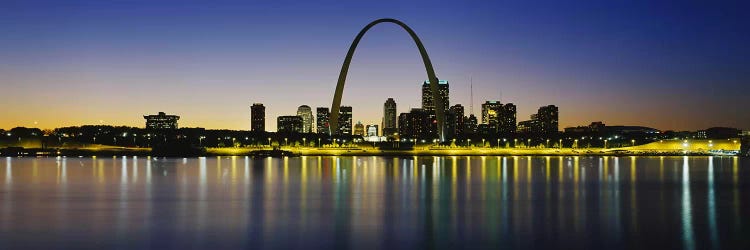 Nighttime Skyline Reflections, St. Louis, Missouri, USA