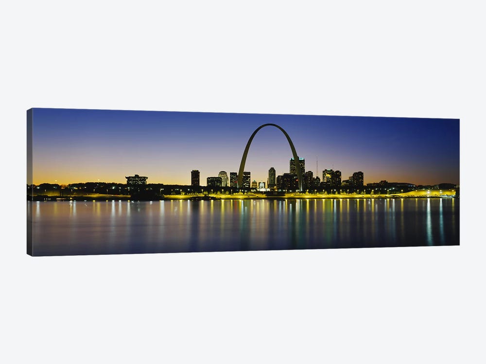Nighttime Skyline Reflections, St. Louis, Missouri, USA by Panoramic Images 1-piece Canvas Art
