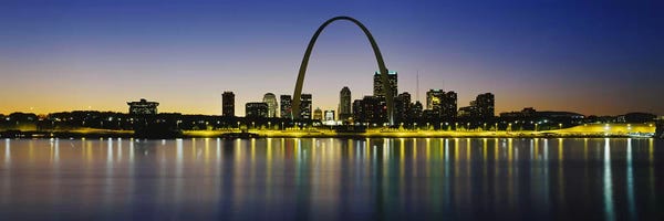 Missouri: Nighttime Skyline Reflections, St. Louis, Missouri, USA by Panoramic Images