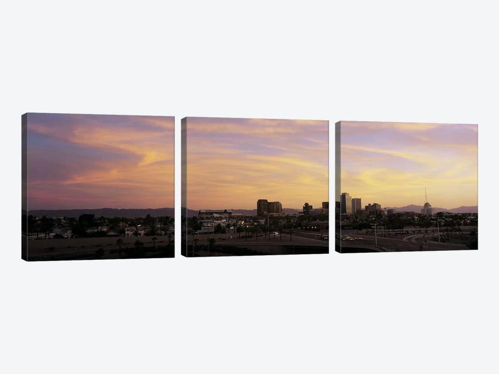 Sunset Skyline Phoenix AZ USA by Panoramic Images 3-piece Canvas Print
