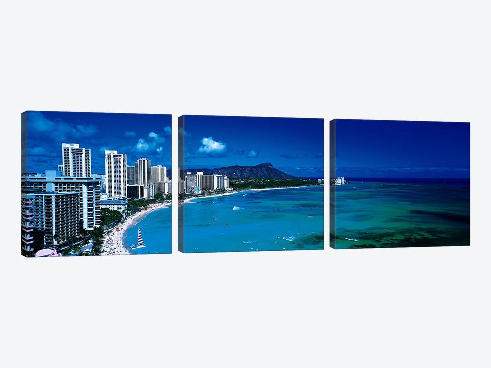 Waikiki Beach Honolulu Oahu HI USA by Panoramic Images 3-piece Canvas Art