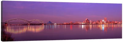 Night Memphis TN Canvas Art Print - Panoramic Cityscapes