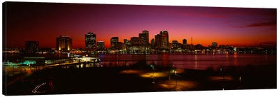 Buildings lit up at night, New Orleans, Louisiana, USA Canvas Art Print - New Orleans Skylines