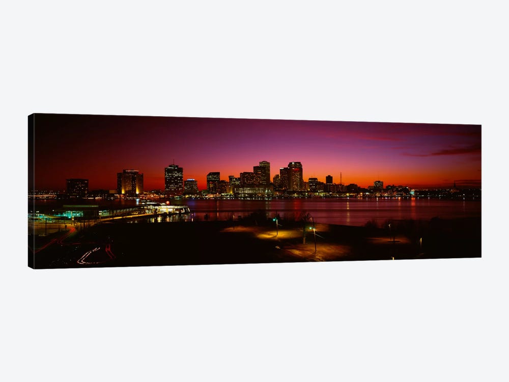 Buildings lit up at night, New Orleans, Louisiana, USA by Panoramic Images 1-piece Canvas Art