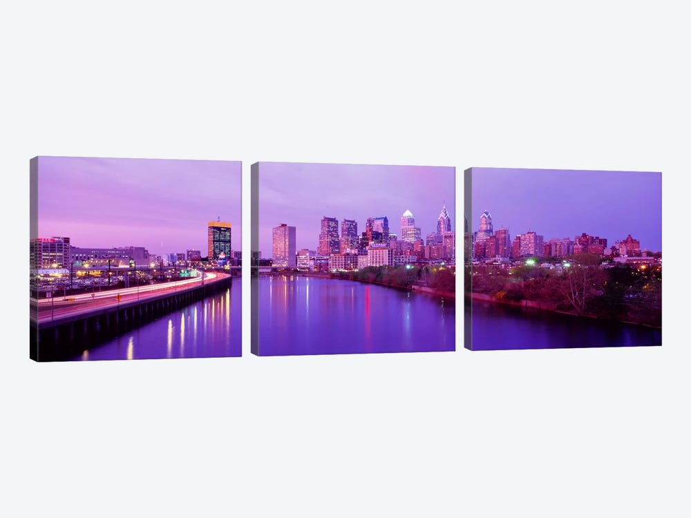 Twilight Philadelphia PA USA by Panoramic Images 3-piece Canvas Art Print