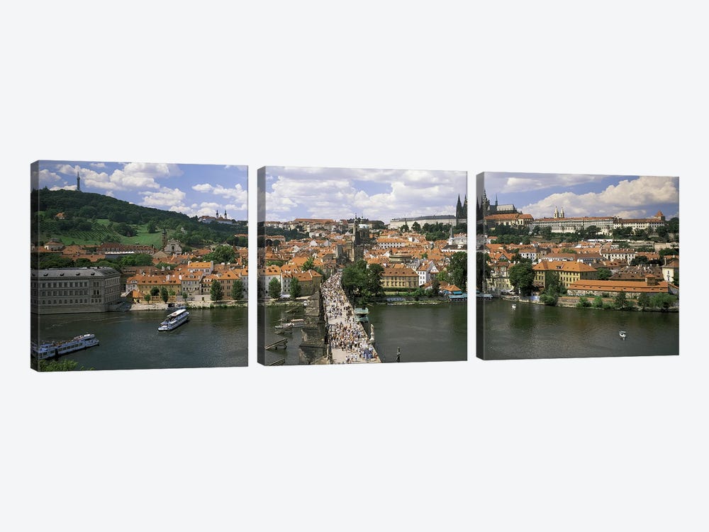 Charles Bridge Prague Czech Republic by Panoramic Images 3-piece Canvas Art
