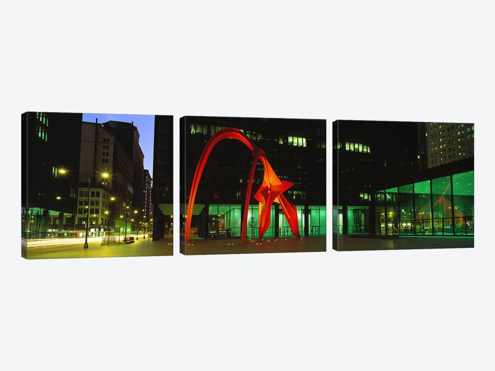 Alexander Calder's Flamingo, Chicago, Illinois, USA by Panoramic Images 3-piece Canvas Print
