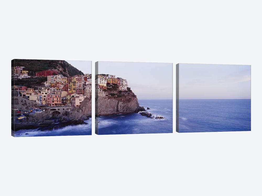 Coastal Village Of Manarola, Riomaggiore, La Spezia, Liguria Region, Italy by Panoramic Images 3-piece Canvas Artwork