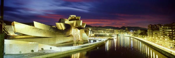 Guggenheim Museum At Night, Bilbao, Biscay, Basque Country, Spain