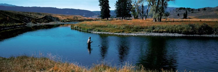 Trout fisherman Slough Creek Yellowstone National Park WY