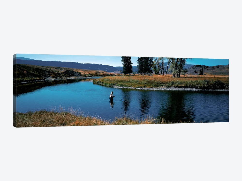 Trout fisherman Slough Creek Yellowstone National Park WY by Panoramic Images 1-piece Canvas Wall Art