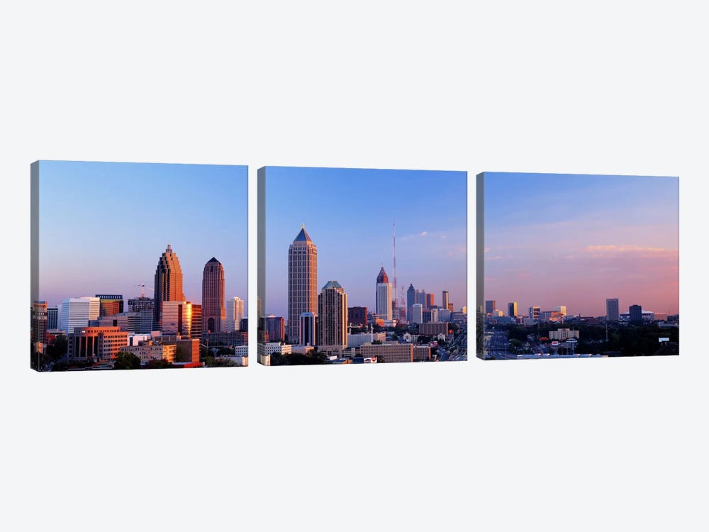 Twilight, Skyline, Atlanta, Georgia, USA by Panoramic Images 3-piece Canvas Art