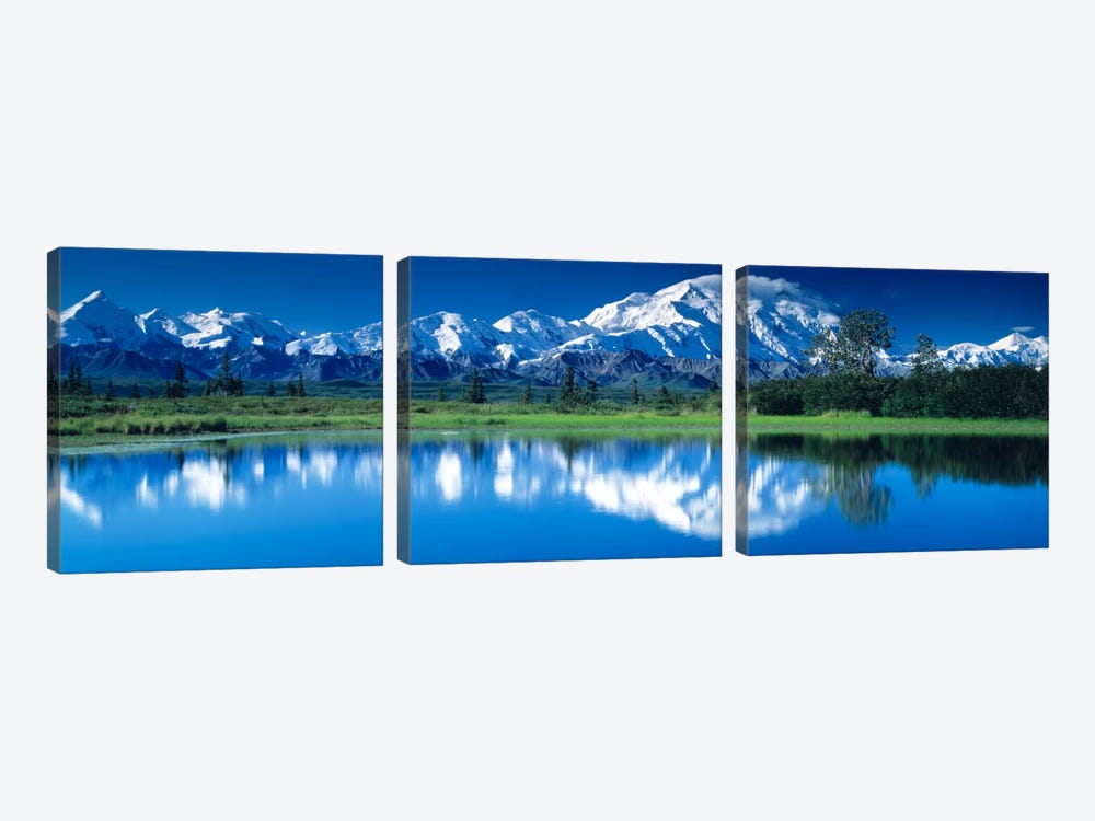 Mt McKinley and Wonder Lake Denali National Park AK by Panoramic Images 3-piece Art Print