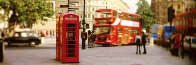 Red Phone Box, Trafalgar Square, London, England, United Kingdom by Panoramic Images canvas print