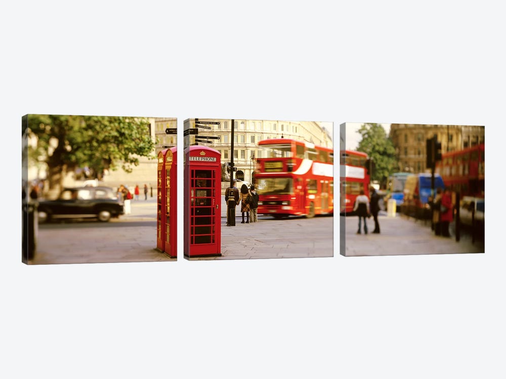 Red Phone Box, Trafalgar Square, London, England, United Kingdom by Panoramic Images 3-piece Canvas Print