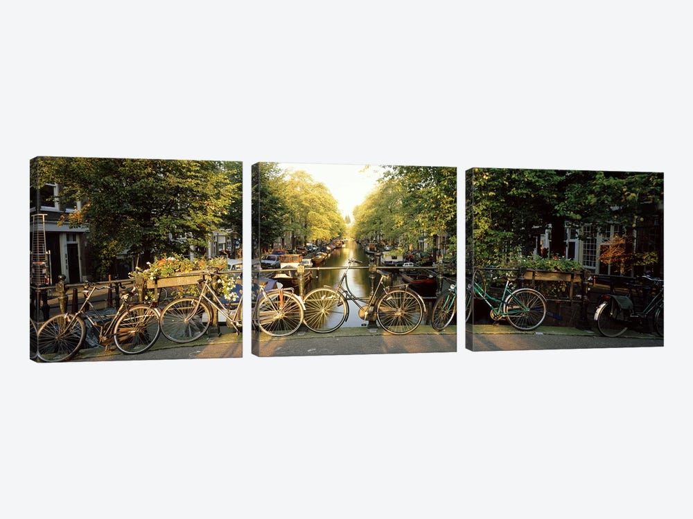 Row Of Bicycles, Amsterdam, Netherlands by Panoramic Images 3-piece Art Print
