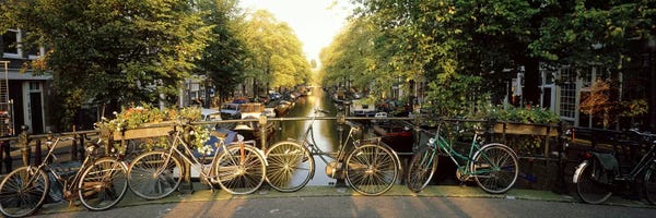 Netherlands: Row Of Bicycles, Amsterdam, Netherlands by Panoramic Images