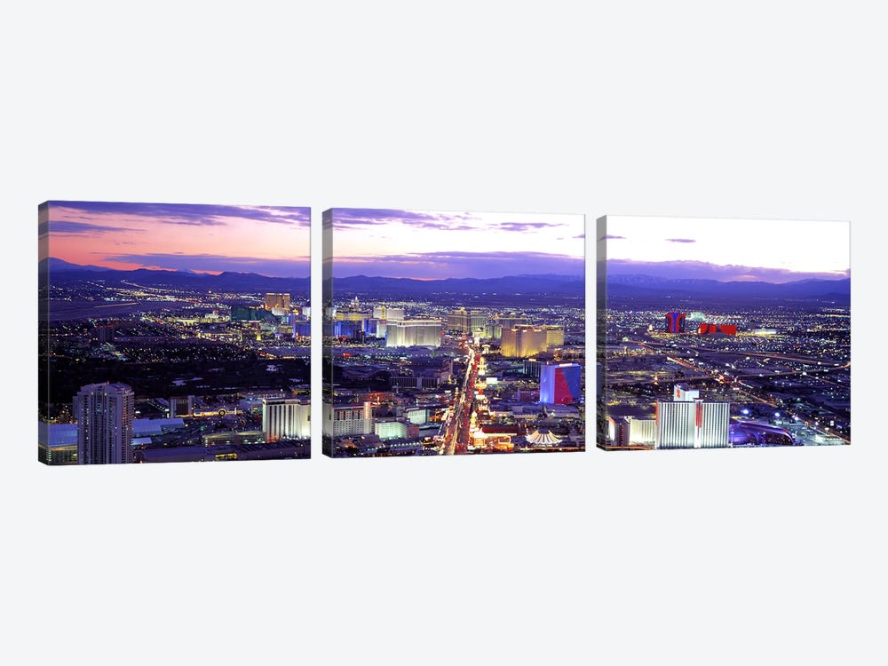 Dusk Las Vegas NV USA by Panoramic Images 3-piece Canvas Wall Art