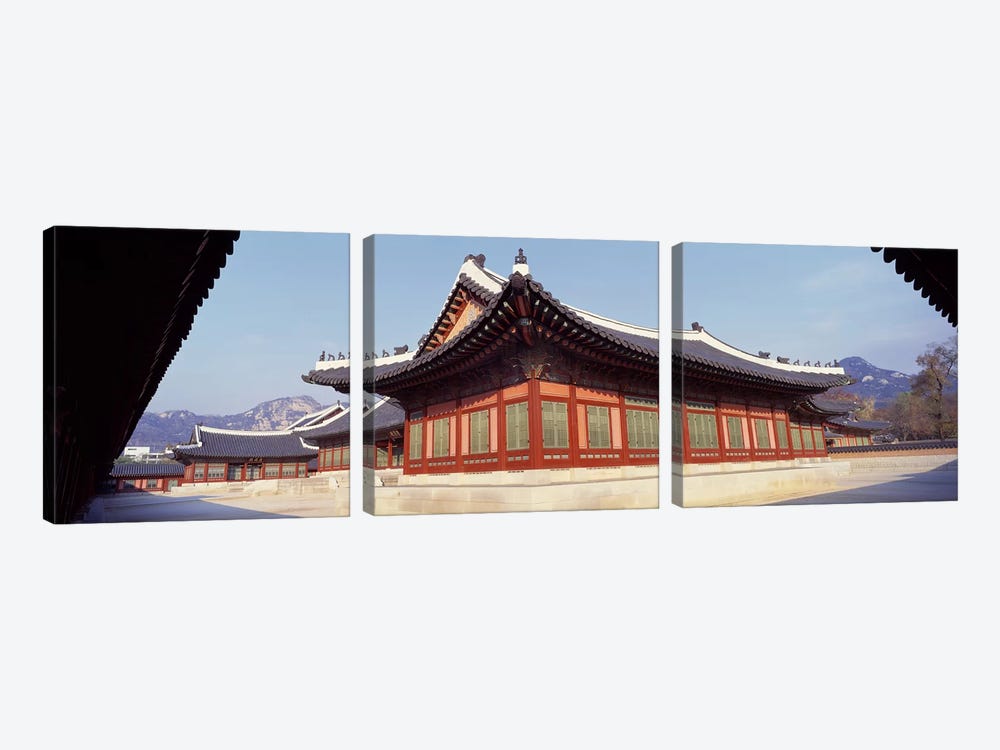 Courtyard of a palaceKyongbok Palace, Seoul, South Korea, Korea by Panoramic Images 3-piece Canvas Print