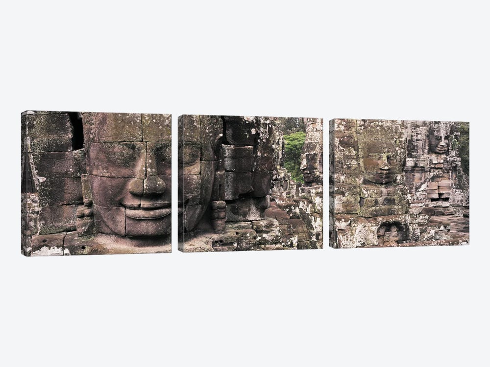 Stone Faces Bayon Angkor Siem Reap Cambodia by Panoramic Images 3-piece Canvas Art