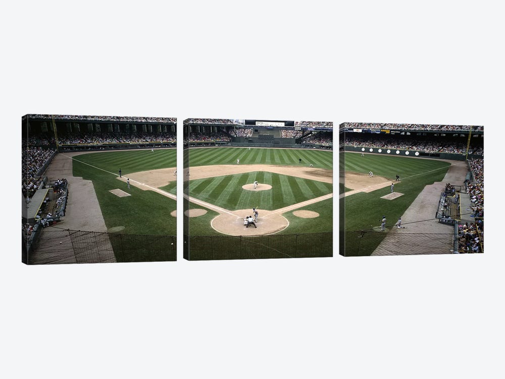 Baseball match in progressU.S. Cellular Field, Chicago, Cook County, Illinois, USA by Panoramic Images 3-piece Canvas Artwork