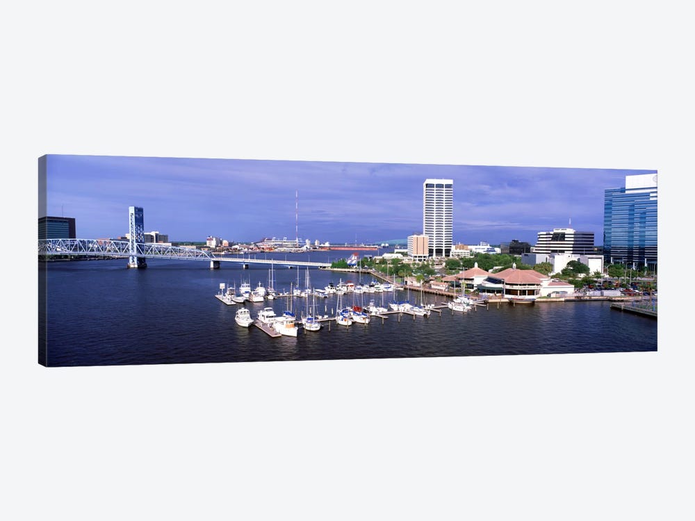USA, Florida, Jacksonville, St. Johns River, High angle view of Marina Riverwalk by Panoramic Images 1-piece Canvas Print